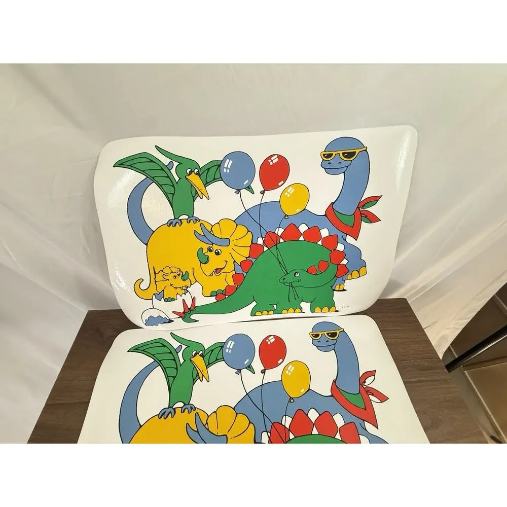 2‎ Vintage Vinyl Kids Dinosaur Placemats 1980's 12